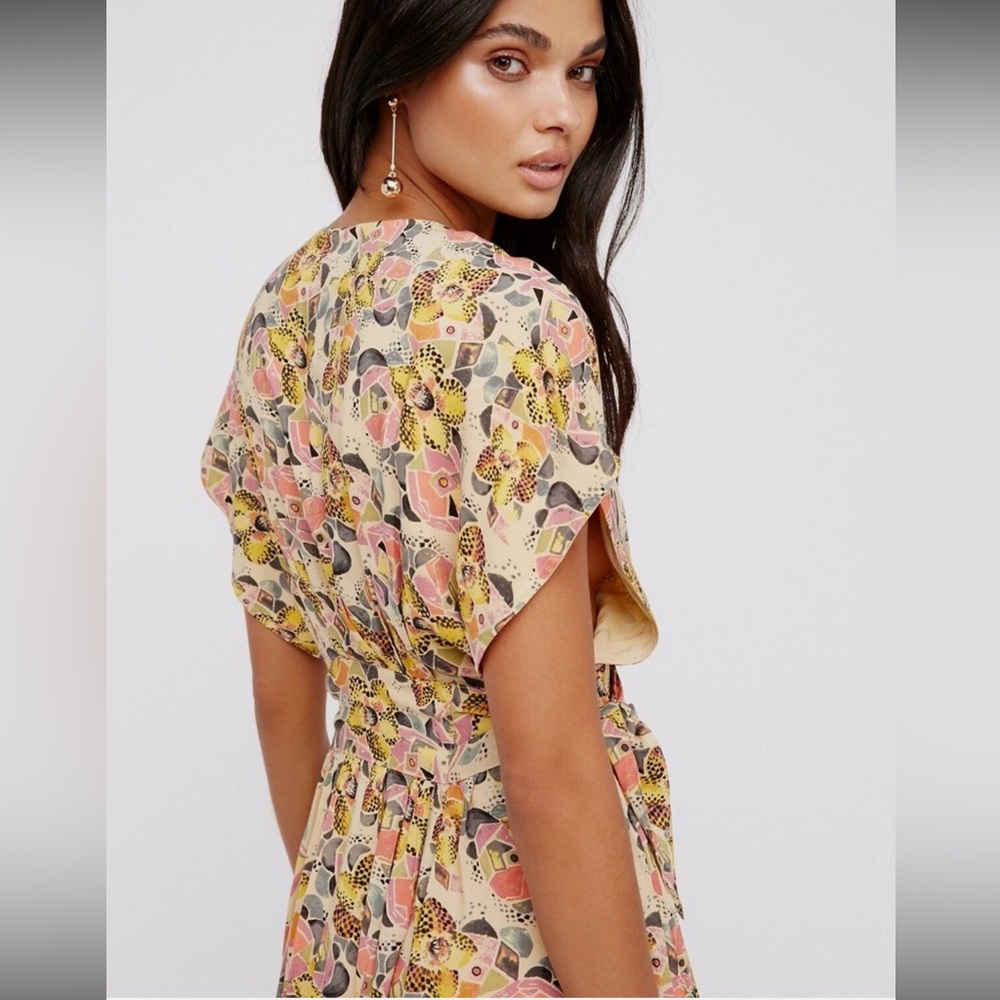 Free People Floral V-Neck Midi Dress